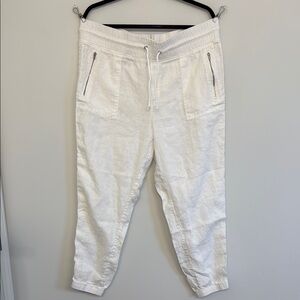 Athleta White Linen Joggers 16